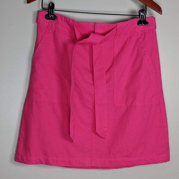 J. Crew Linen-Cotton Utility Mini Skirt Pink Size 4 - Picture 2 of 8